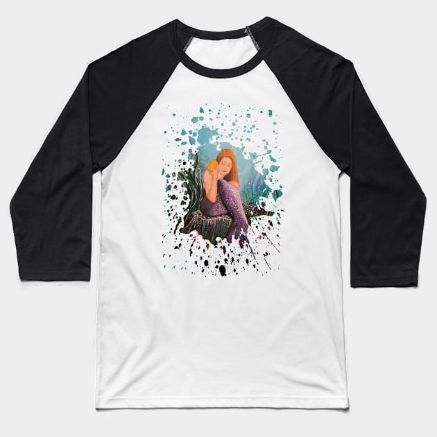 Mermaid Under The Sea Baseball T-Shirt by adamzworld